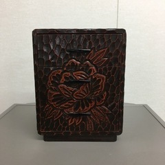 鎌倉彫り　3段小引き出し　民芸調収納　古民家家具小物入れの画像