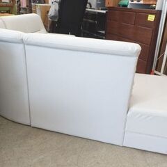値下げ』コーナーソファ 幅220×210 合皮 白 4～5人掛け 4点