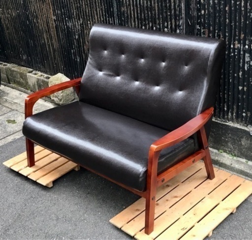 コンパクト2人掛けソファ　ブラック