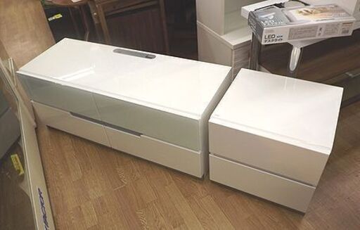 値下げ！MKマエダ TVボード サイドチェスト 2つセット 白エナメル テレビボード テレビ台 ＡＶボード　西岡発