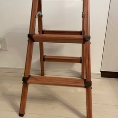 脚立　おしゃれ　3段　木目風の画像