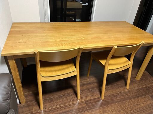 【値下げ】無印　8万円で買った、オーク材ダイニングテーブル・幅180幅180×奥行80×高さ72　8万円 --\u003e 2.9万円