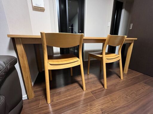 【値下げ】無印　8万円で買った、オーク材ダイニングテーブル・幅180幅180×奥行80×高さ72　8万円 --> 2.9万円
