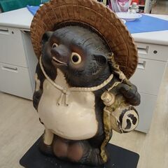 本物 アンティーク 信楽焼 特大 たぬき 置物 の画像