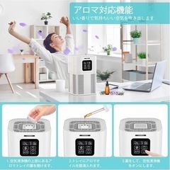 【新品未使用】空気清浄機 小型 360°花粉吸引 18畳対応 アロマ対応 卓上 くうきせい空気清浄機 PM2.5 消臭 リアルターム空気質検知＆オートモード付き 6段階タイマー機能 三段風量設定 除菌3重ウイルス除去 静音 Mini軽量 ハウスダスト ほこり タバコ アレルギー対策 母の日ギフトに最適 超省エネ コンパクト説明書付きの画像