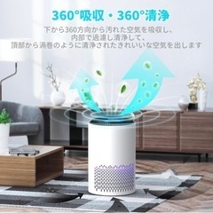 【新品未使用】空気清浄機 コンパクト 小型 軽量 省エネ 花粉対策 最新 ペット pm2.5 タバコ タイマー付き ３段階切替 アロマ対応 ウイルス除去付き フィルター 静音 除菌 脱臭 カビ取り 台所 寝室の画像