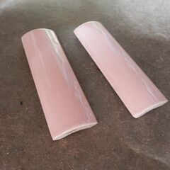 昭和タイル　ピンク　役ものタイル　コーナータイル　竹割り　外竹　DIY　流し・テーブル、カウンターなどにの画像