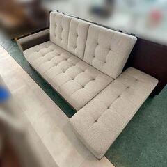 2人掛けソファーベッド  ドリンクホルダー 収納付 W155×H78×D80cm ブラウン 茶系 オットマン 