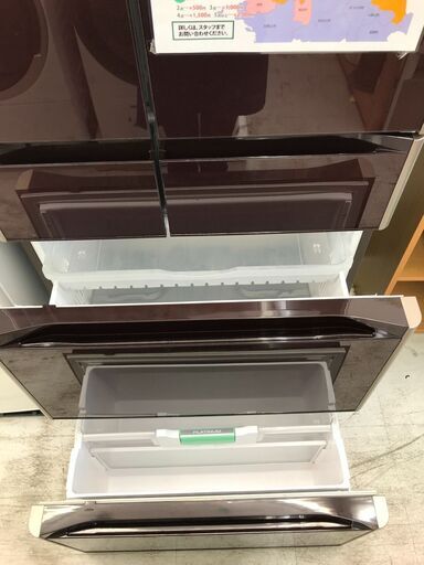 3ヶ月保証付き！！　6ドア冷蔵庫　ヒタチ　日立　R-G5200F　505L　2016年製　　幅(W) 685mm × 奥行(D)699
