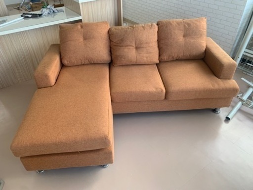 L字ソファ　布張り　3人掛けソファ　5/14美原店オープン