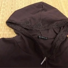 ７分袖レースパーカーカーディガン、ジップアップパーカー★ＬＬ★美品の画像