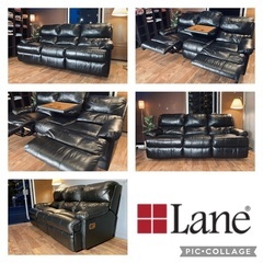 ☑️メル売約済　00’s USA LANE本革張り80万円大塚家具輸入3人掛けトランスフォームカウチソファーの画像