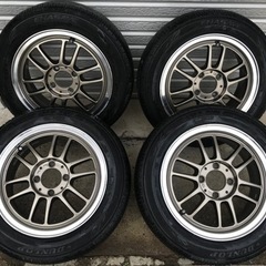 RAYS風  14インチ エコタイヤ付 4本14×5J 155/65R14 JWT適合品　タイヤひび割れあり