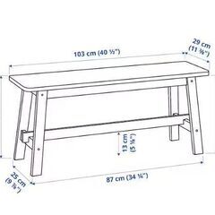 IKEA/イケア 木製ダイニングベンチ 103cm 北欧 おしゃれ バーチ無垢材製 NORRAKER ダイニングベンチの画像