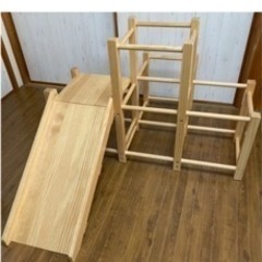 お値下げ！現役ママが考えた木製ジャングルジム すべり台付き