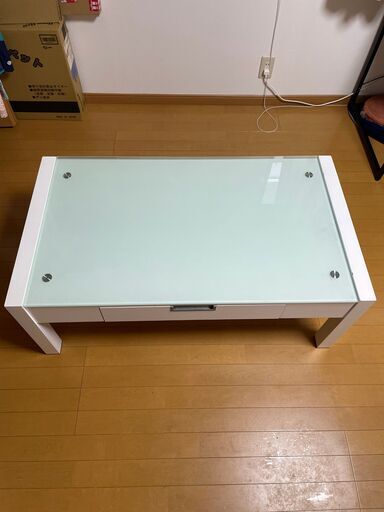 おしゃれ☆ガラステーブル 引き出し2つあり