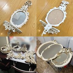 猫足 コンソールデスク W86×H77×D45cm  ホワイト×ゴールド ドレッサー 姫系 プリンセス アンティーク 