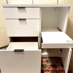 Nitori ニトリ　レンジボード　食器棚　レンジ台　キッチン収納　キッチンボード　キッチンカウンター　エトナ　ホワイト　の画像