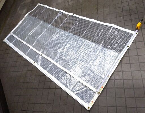 防炎糸入り・ビニールカーテン 0.35mm厚 W326xH244cm ＆ W100xH244cm 2枚 ※サイズに注意 レール3本 取付けブラケット他
