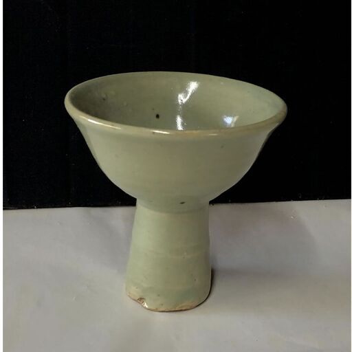 e1378 青磁 馬上杯 木箱入り 唐物 七官青磁 酒器 中国古陶磁 中国古玩