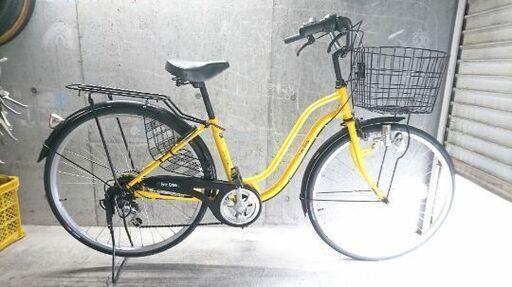 自転車中古 Ever Green 外装6段変速 カゴリアキャリア鍵付き タイヤ26インチ カラーワインレッド