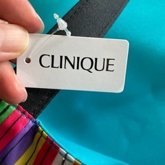 【新品】CLINIQUE/クリニーク トートバッグ （ターコイズブルー×マルチカラー）の画像