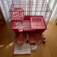 🎀猫　うさぎ　小動物　2段ケージ コンパクト 自動餌やり器 水飲...