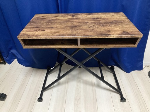 リフティングテーブル BOX 棚付き　組立不要・完成品です。幅80cm×奥行45cm×高さ21～80cm