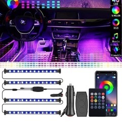 車用 テープライト 48LED RGB 2線式デザイン 音に反応...