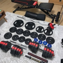 筋トレセット　Wバー 10kg 5kg プレート 40kgダンベ...