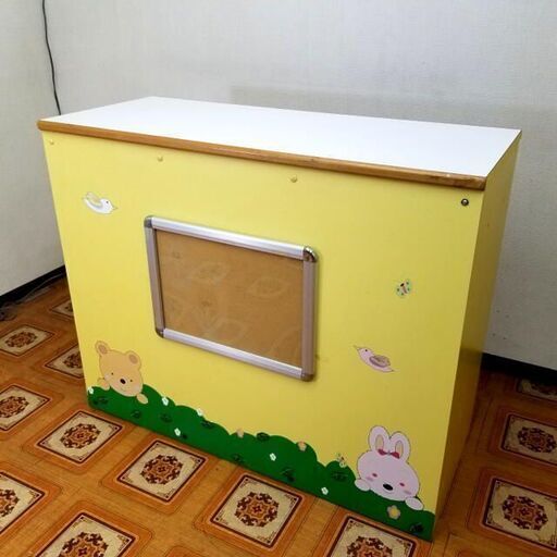 商談中です・・・ 【託児所 保育園】 収納付き カウンター お客様カウンター POP掲示板付き　可愛いイラスト