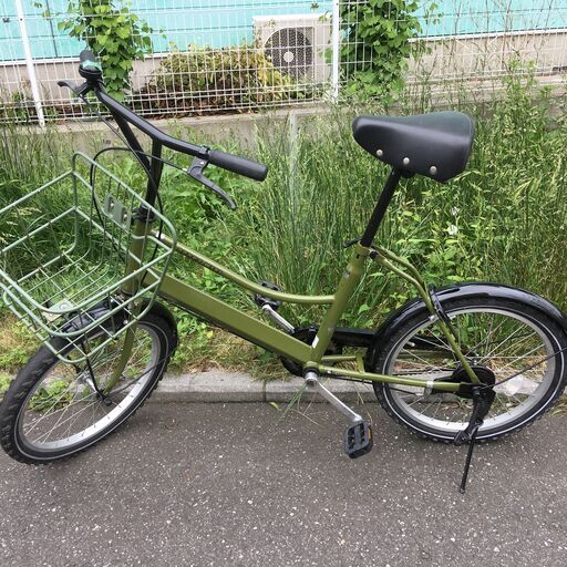 J1145 ★店頭にて試乗可★ 小型自転車 ミニベロ 20インチ グリーン 鍵付き クリーニング、簡易メンテナンス済み