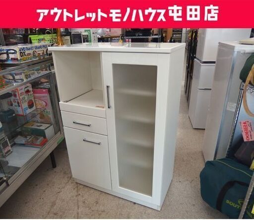 ニトリ ミドルレンジボード ホワイト エナメル調 幅80cm キッチン収納 白 収納家具 ☆ 札幌市 北区 屯田