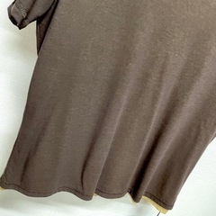 Tシャツ　半袖　重ね着風　ツートン　茶　ブラウン　イエロー　春夏　L 11号　黄の画像