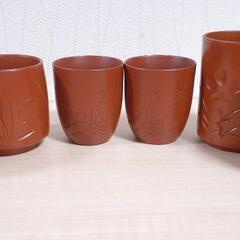 湯のみ  朱泥  ペア3種 中古