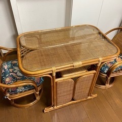 【無料】籐製ダイニングセット〔2人用〕