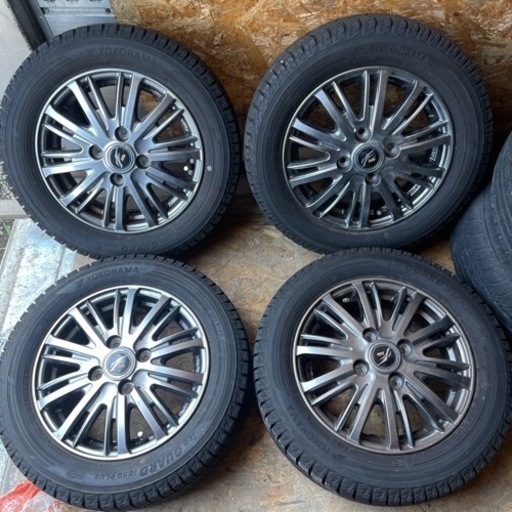 バリ山　アルミホイール付き　YOKOHAMA IG50プラス　155/65R13 スタッドレス  タイヤ　2018年製　13インチ