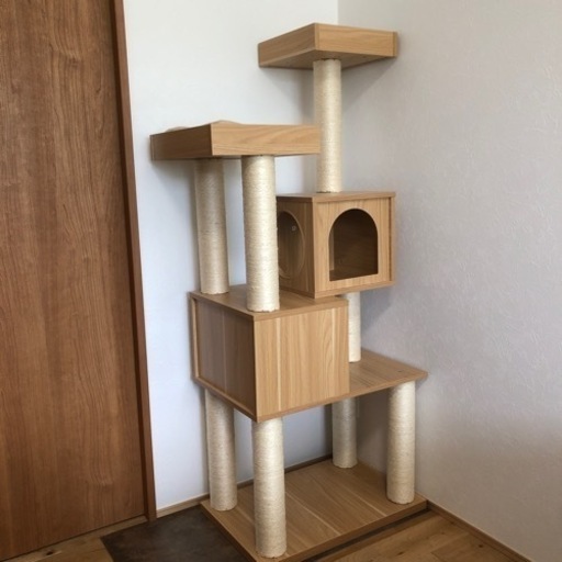 ほぼ未使用　アイリスオーヤマ　木製キャットタワー　猫　多頭飼い