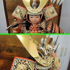 ◇静鳳作　立武者◇　鎧着大将飾り　五月人形　日本人形　兜/甲冑　こどもの日　ガラスケース・外箱付きの画像