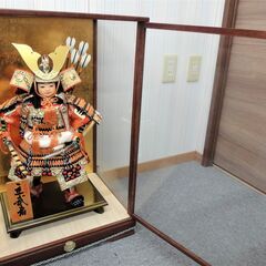 ◇静鳳作　立武者◇　鎧着大将飾り　五月人形　日本人形　兜/甲冑　こどもの日　ガラスケース・外箱付きの画像