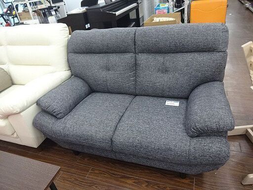 札幌 引き取り 2人掛けソファ 布地/ファブリック素材 2Pソファ グレー系 市内配送1000円