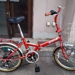 CAPTAINSTAG[キャプテンスタッグ]20吋 折り畳み自転車 外装6段/シャイニーレッド