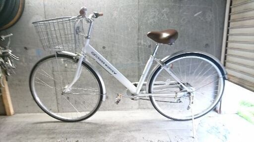 自転車中古 CROSS WORKS V 上尾工業 外装6段変速 オートライト カゴ鍵付き タイヤ27インチ  