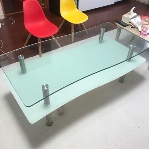 東京インテリア購入 美品 ガラステーブル/センターテーブル/ローテーブル