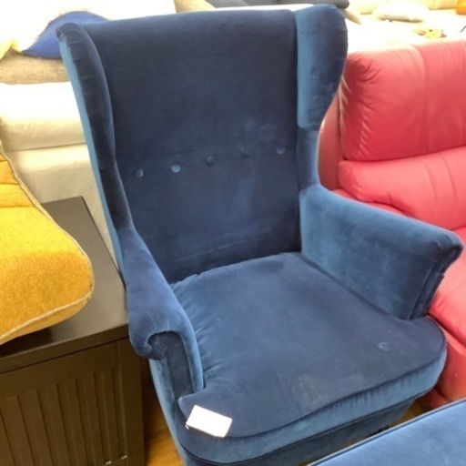 IKEA ウイングチェア STRANDMON オットマン付 ブルー