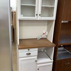 【トレファク花小金井店】レンジボード/レンジボードホワイト×ブラウン/レンジボード2枚扉/中古家具/ 格安/武蔵野市 小平市 小金井市 国分寺市 杉並区 買取 販売