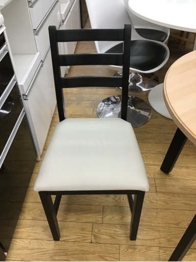 KE-65【ご来店頂ける方限定】IKEA ダイニング3点セット　ナチュラル×黒