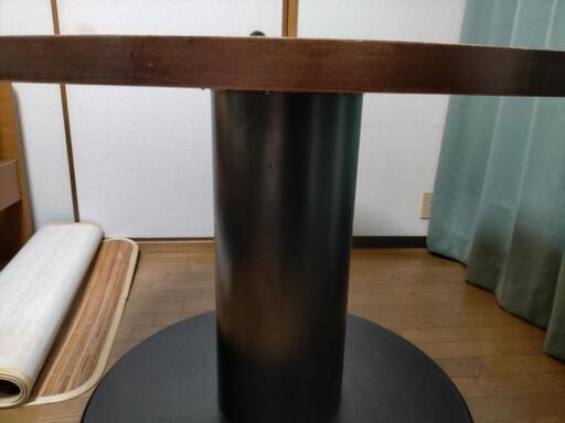 一枚板　アイアン　一本脚　丸テーブル