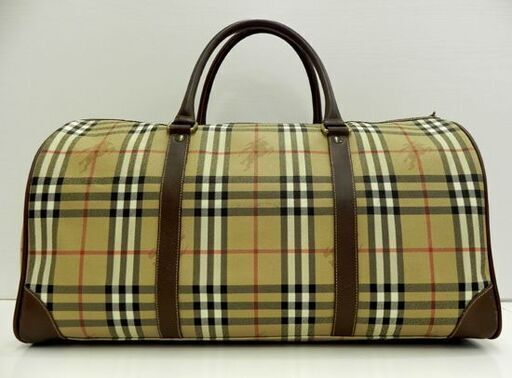 BURBERRY ノバチェック ボストンバッグ 旅行かばん ブラウン PVC×レザー タータンチェック ベージュ 大型 札幌市 厚別区