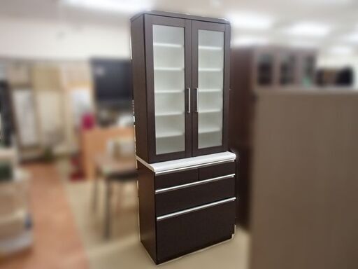 食器棚　ホワイト/ブラウン 難あり 800幅